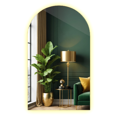 Espelho em arco com iluminação LED