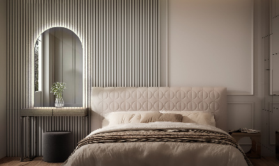 Espelho em arco com iluminação LED