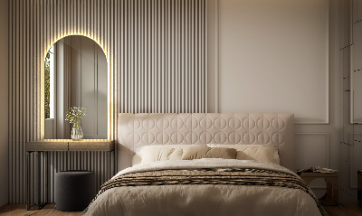 Espelho em arco com iluminação LED