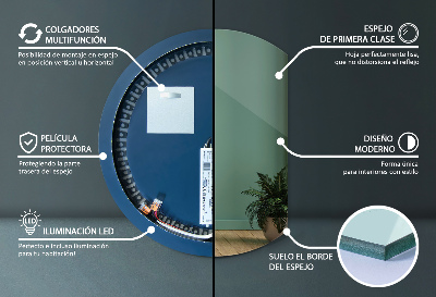 Espelho com corte reto com LED