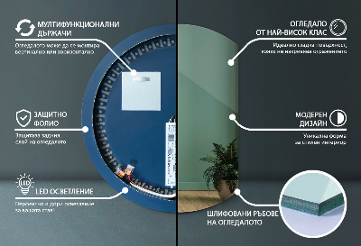 Espelho com corte reto com LED