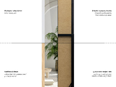 Espelho de pé com moldura preta 36x156 cm