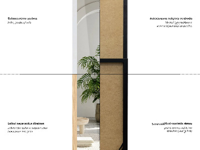 Espelho de pé com moldura preta 36x156 cm