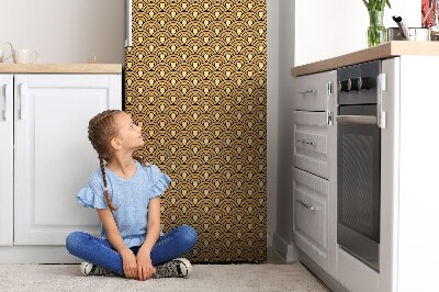 Painel magnético para frigorífico Padrão retrô dourado