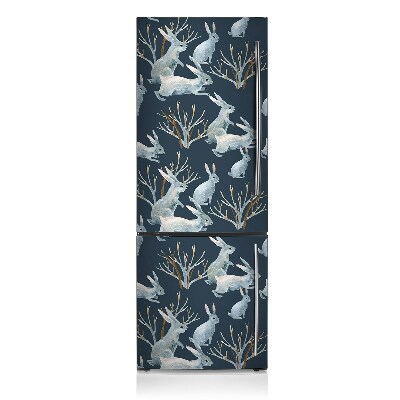 Capa magnética para frigorífico coelhos brancos