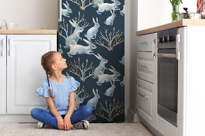 Capa magnética para frigorífico coelhos brancos