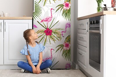 Painel magnético para frigorífico Flamingo e flores