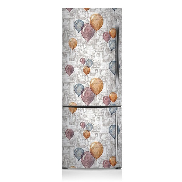 Capa magnética para frigorífico Balões e casas