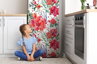 Painel magnético para frigorífico flores vermelhas