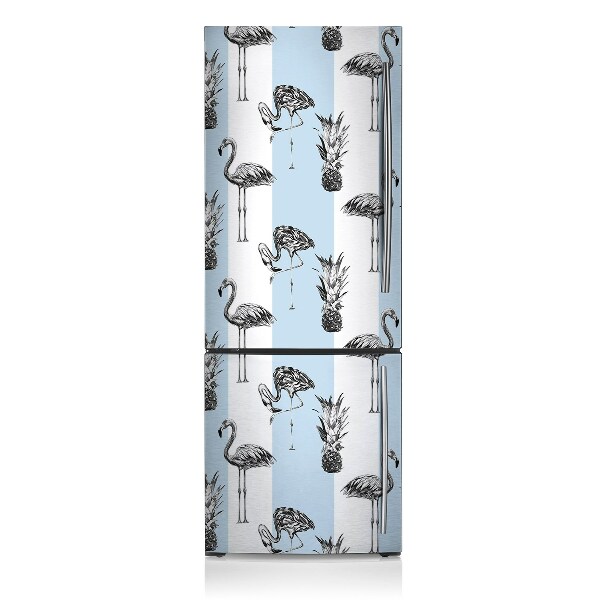 Painel magnético para frigorífico Flamingo e abacaxi