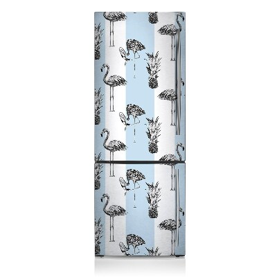 Painel magnético para frigorífico Flamingo e abacaxi