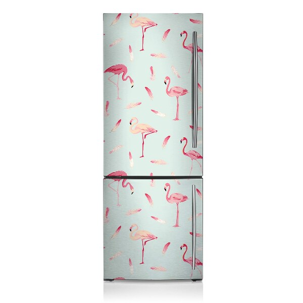 Capa magnética para frigorífico Flamingos e penas