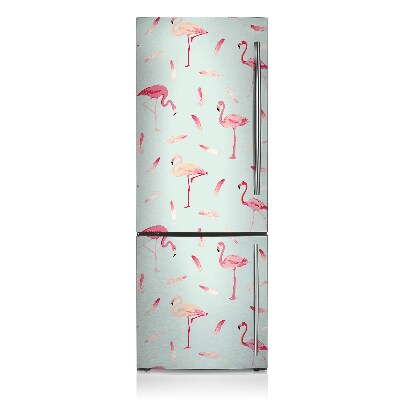 Capa magnética para frigorífico Flamingos e penas