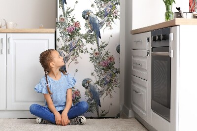 Capa magnética para frigorífico Fundo floral de papagaios