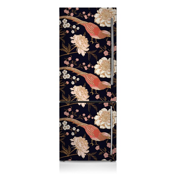 Capa magnética para frigorífico Peônia com um pássaro