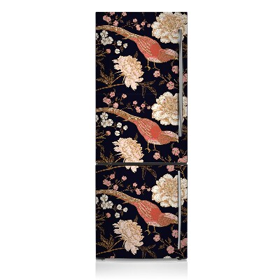 Capa magnética para frigorífico Peônia com um pássaro