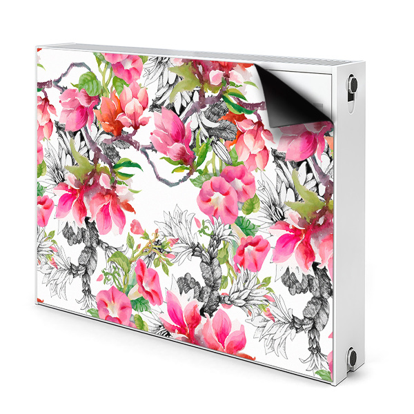 Capa magnética para radiador Flores em aquarela