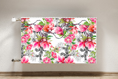 Capa magnética para radiador Flores em aquarela