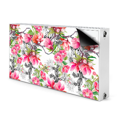 Capa magnética para radiador Flores em aquarela