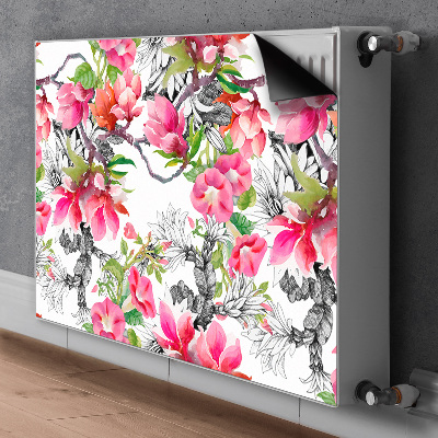 Capa magnética para radiador Flores em aquarela