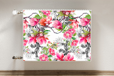 Capa magnética para radiador Flores em aquarela
