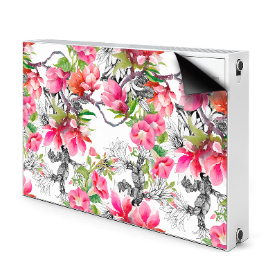Capa magnética para radiador Flores em aquarela