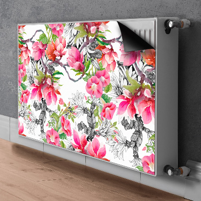 Capa magnética para radiador Flores em aquarela
