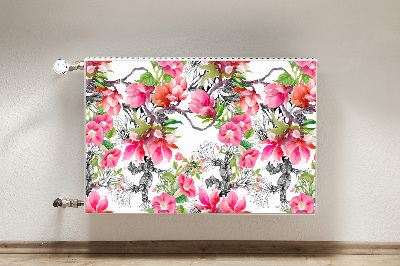 Capa magnética para radiador Flores em aquarela