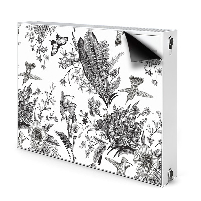 Capa magnética para radiador Jardim preto e branco