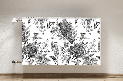 Capa magnética para radiador Jardim preto e branco