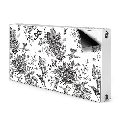 Capa magnética para radiador Jardim preto e branco
