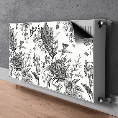 Capa magnética para radiador Jardim preto e branco