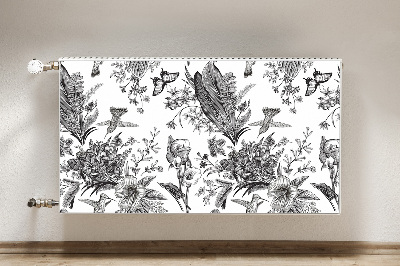 Capa magnética para radiador Jardim preto e branco