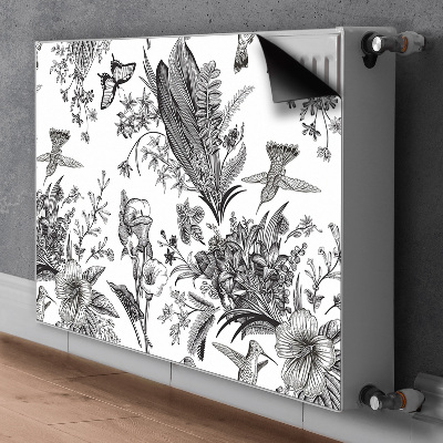 Capa magnética para radiador Jardim preto e branco