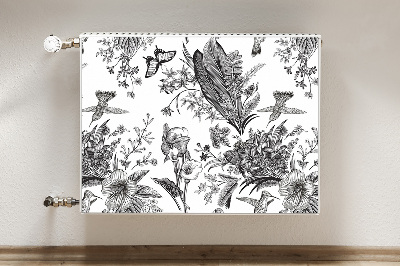 Capa magnética para radiador Jardim preto e branco