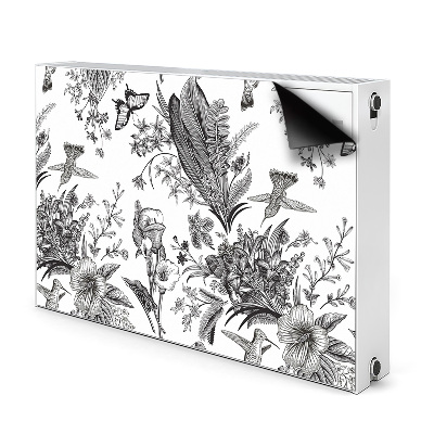 Capa magnética para radiador Jardim preto e branco