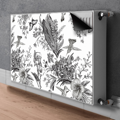 Capa magnética para radiador Jardim preto e branco