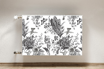 Capa magnética para radiador Jardim preto e branco