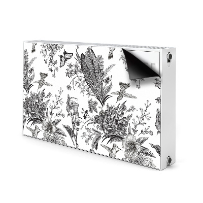 Capa magnética para radiador Jardim preto e branco