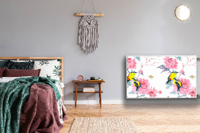 Capa magnética para radiador Pássaros e flores