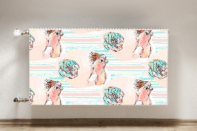 Capa magnética para radiador Papagaios cor de rosa