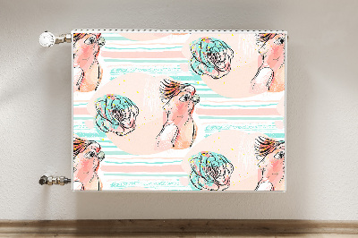 Capa magnética para radiador Papagaios cor de rosa