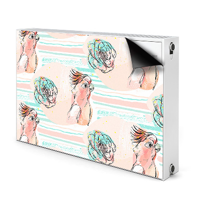 Capa magnética para radiador Papagaios cor de rosa