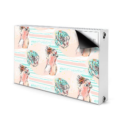 Capa magnética para radiador Papagaios cor de rosa