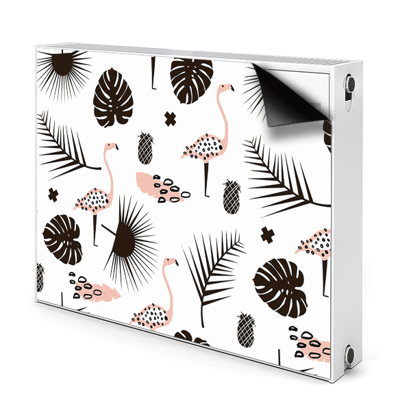 Cobertura magnética para radiador Folhas e flamingos