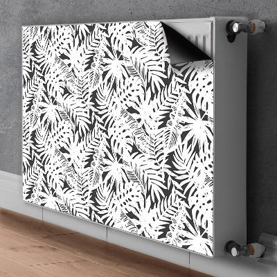 Capa magnética para radiador Folhas pretas e brancas