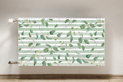 Capa magnética para radiador Folhas em um fundo listrado