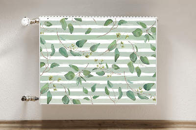 Capa magnética para radiador Folhas em um fundo listrado