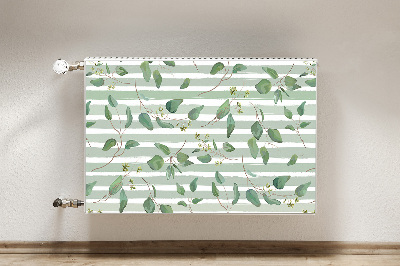 Capa magnética para radiador Folhas em um fundo listrado