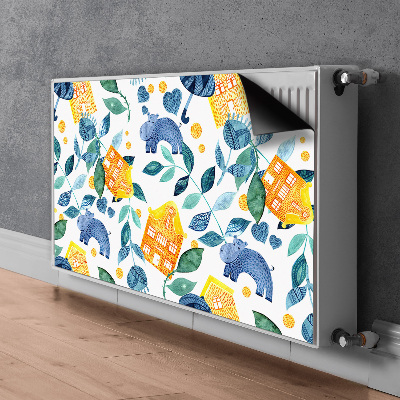 Capa magnética para radiador Hipopótamos e casas